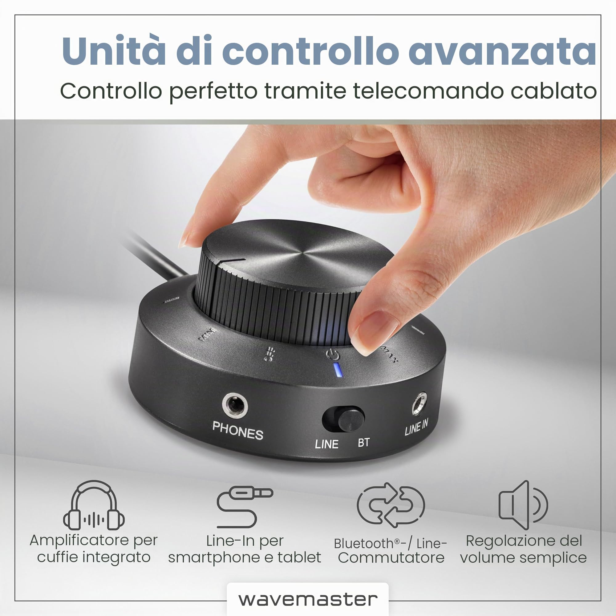 Wavemaster 66206 Moody Bt 2.1 Sistema di Altoparlanti (65 Watt) con Utilizzo di Casse Acustiche Streaming Bluetooth per Tv/Tablet/Smartphone/PC Color Nero