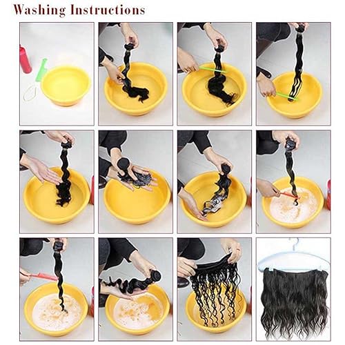 Miniatura 5 de XCCOCO Extensiones de cabello humano virgen Remy peruano, 3 paquetes (16, 18, 20 pulgadas), tejido de cabello humano virgen Remy peruano 7A, color