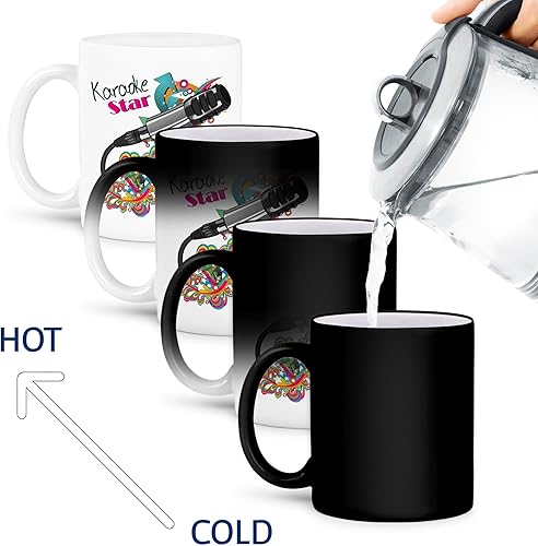 Vista 15 de 3dRose Karaoke Star Singer - Taza de dos tonos con micrófono de vector de arte pop moderno, colorido, 11 onzas, azul/blanco