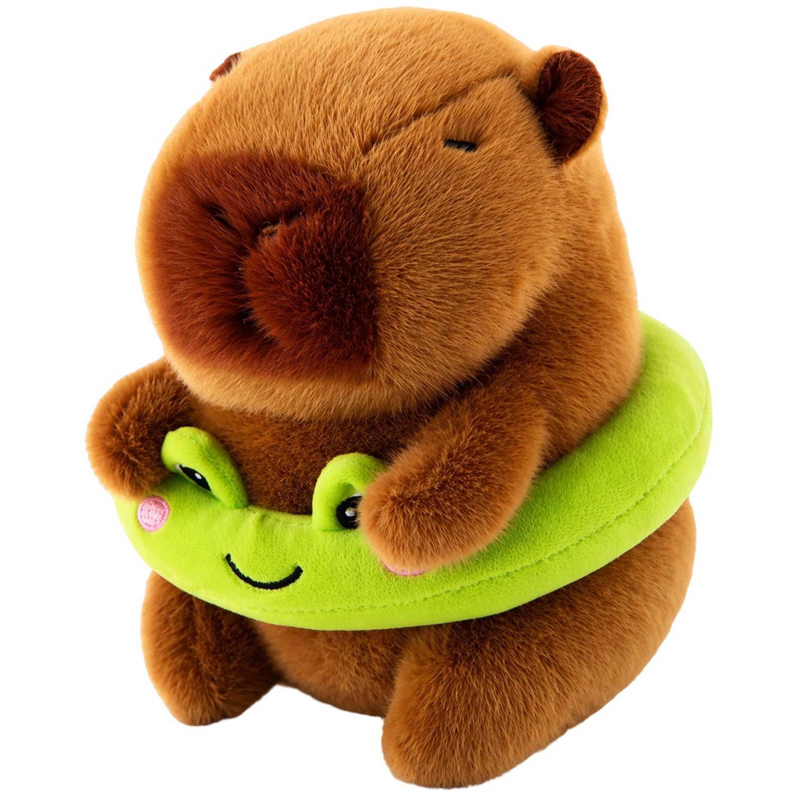 Capybara Plush, 25CM/9.84 INCH Cute Frog Plushies Cartoon Rodent Plush Toy with Removable Swimming Ring, Stuffed Animal Realistic Doll Toy for Christmas New Year Birthday Gifts Friends Gifts (Frog)