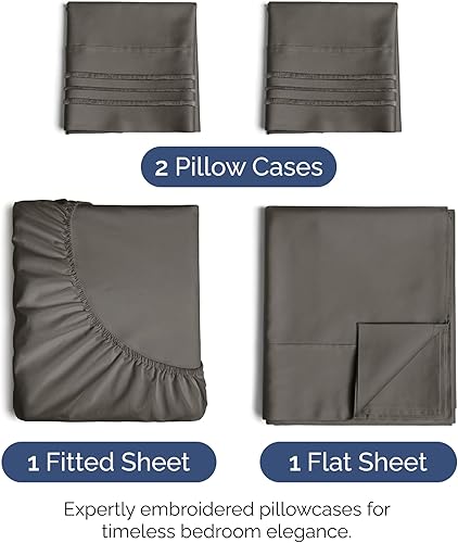 Vista 1097 de Juego de sábanas de 4 piezas tamaño king, extrasuaves, transpirables y refrescantes con esquinas profundas, sábanas de fácil ajuste y sin arrugas