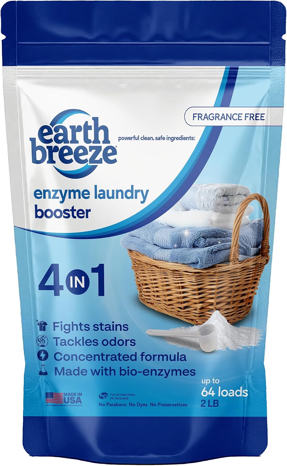 Earth Breeze Enzyme Laundry Booster Powder 2lbs (64 Loads)