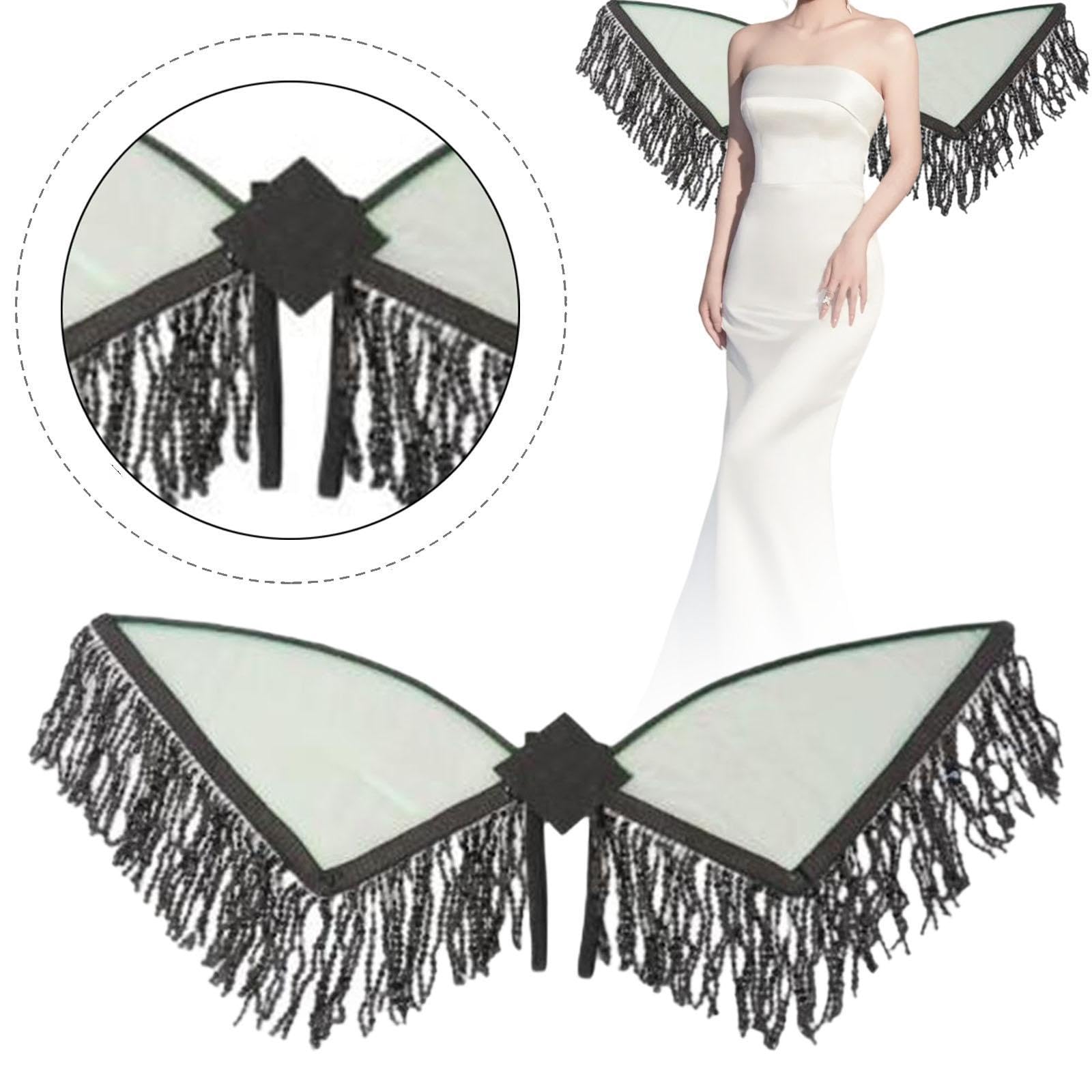 Fata con Frange E Nappe, per Travestimenti, Giochi di Ruolo, Costumi per Feste di Carnevale, Accessori per Feste di Compleanno, Nero