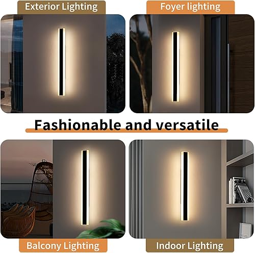 Vista 103 de Apliques de pared para exteriores de 47 pulgadas, regulables de 3000 K-6000 K, luces de pared larga para exteriores, IP65 impermeable, moderna