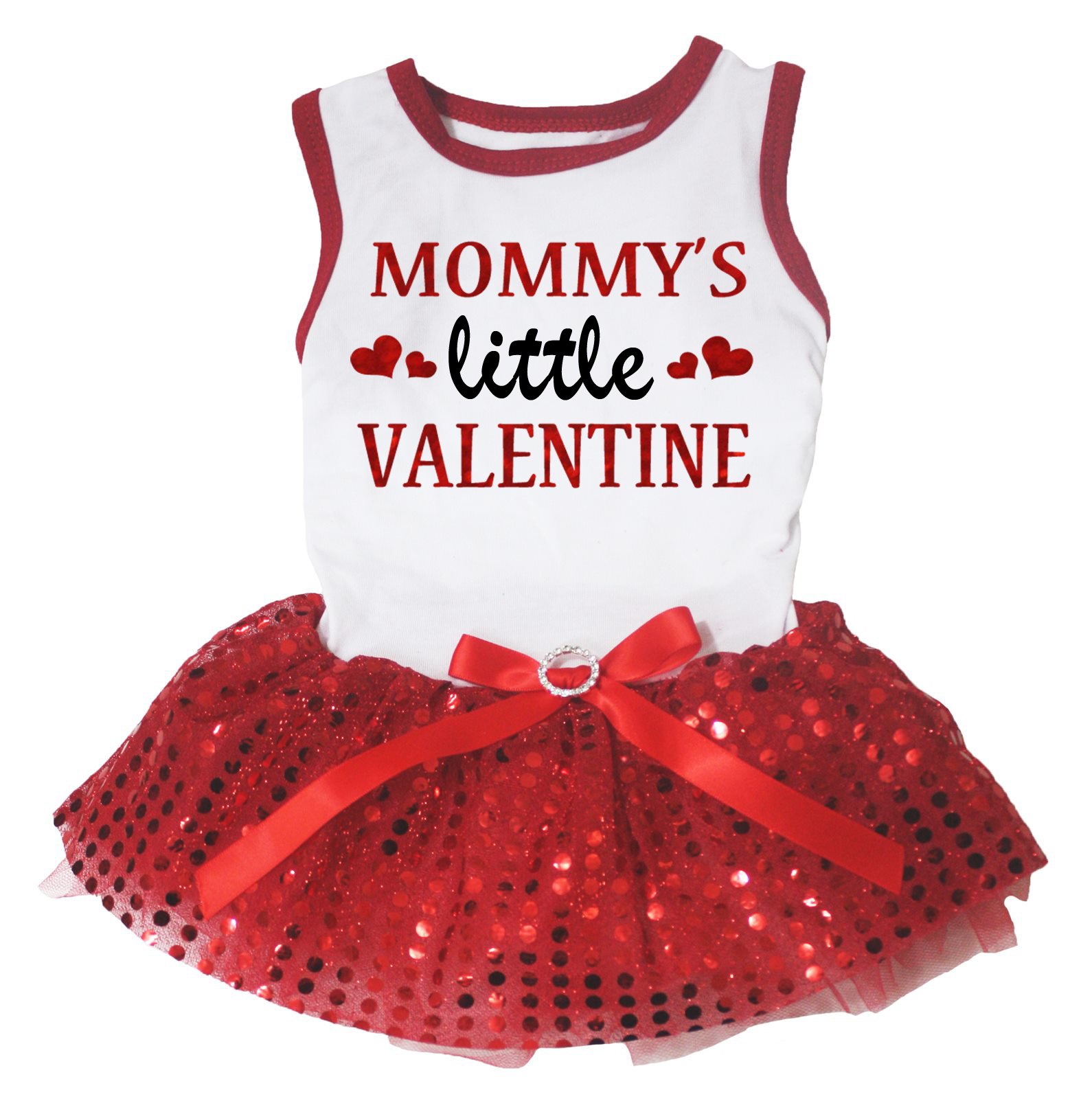 Robe pour chiot blanc et rouge Little Valentine tutu pour petit chien