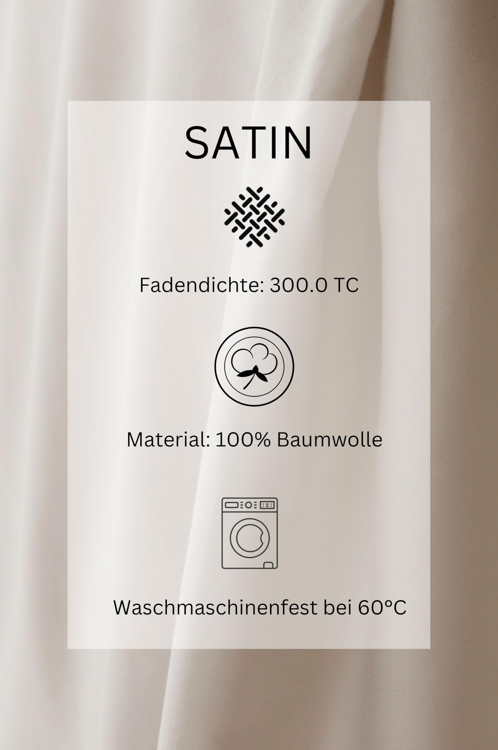 Jotex Zack Satin Volant Betthusse Bettrock 100% Bio-Baumwolle Höhe 60 cm Beige 140 x 200 cm