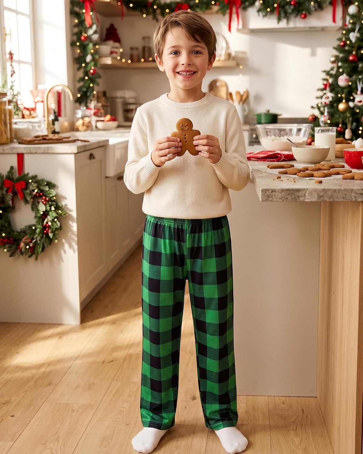 HONGTEYA Christmas Pants Boys Soft Long Loose Bottom Xmas Holiday Trousers