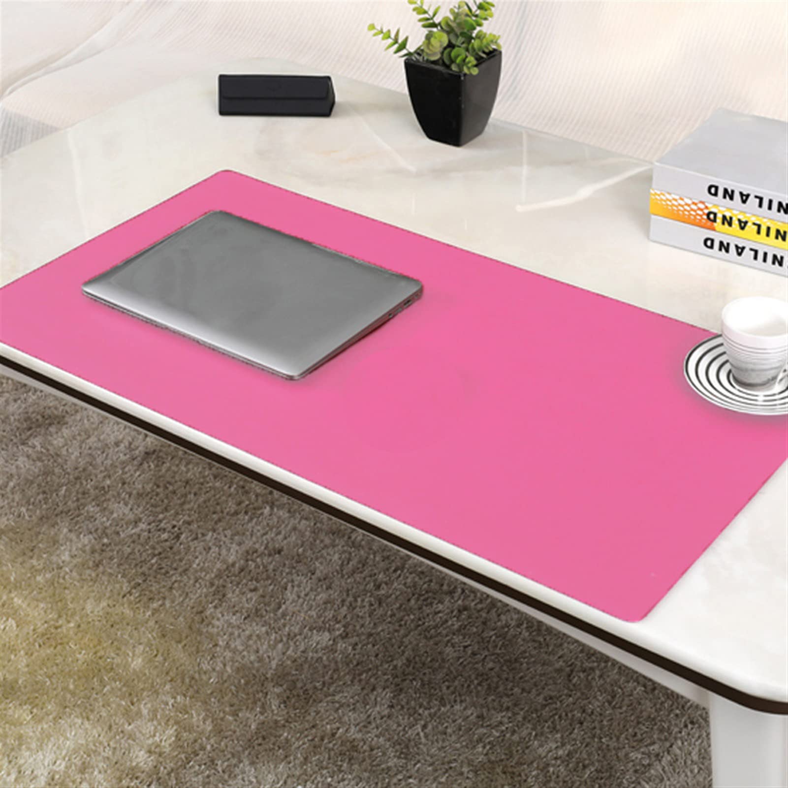 Lifup Sottomano da Scrivania in Similpelle Impermeabile, Tappetino per Mouse Antiscivolo per Ufficio e Casa Monofacciale Fucsia 140x55cm