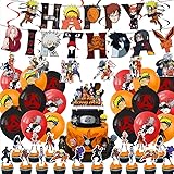 Anime Party Decorations for Kids Birthday. Include Banner. Cake Topper.Cupcake Toppers. Latex Balloons. Foil Balloons.Party Supplies Set for Boy and GirlBirthday (B)