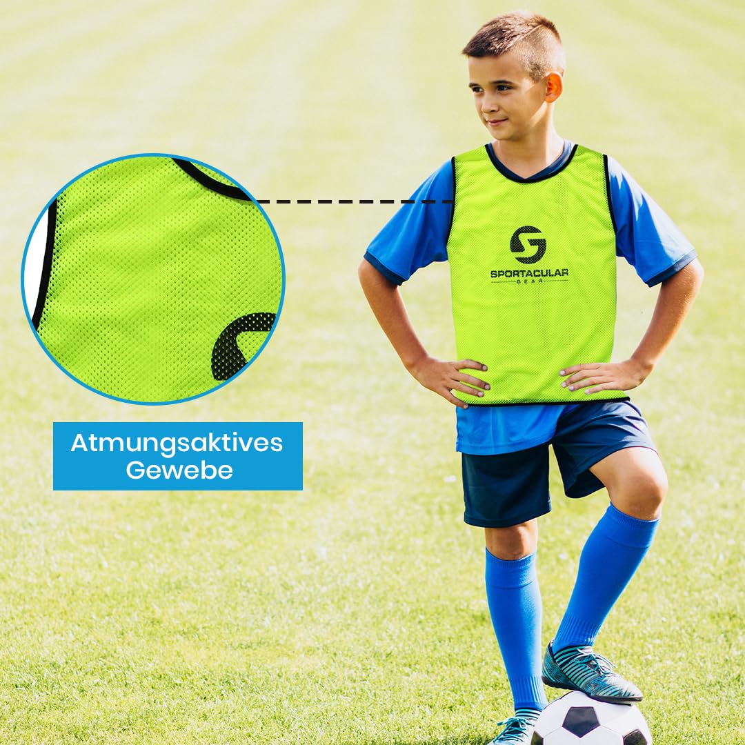 10er Set Trainingsleibchen in versch. Farben und Größen I Markierungshemden, Hemdchen, Trainingstrikot I Leibchen für Fußball, Handball, Basketball Training I Junioren, Senioren, Damen, Herren, Kinder