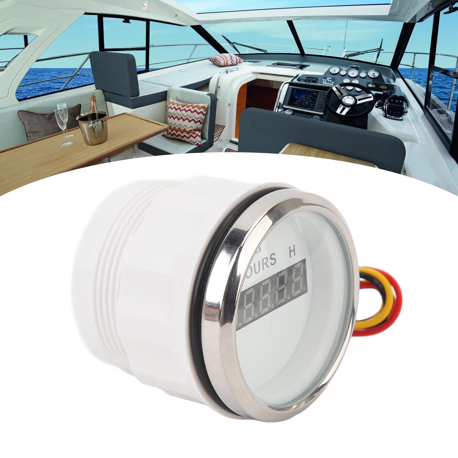 Compteur Horaire Numérique, Hourmètre Digital 52 mm Étanche – Affichage LCD 9-32V pour Moteur Bateau, Camping-Car, Diesel (Installation Facile, Usage Professionnel)