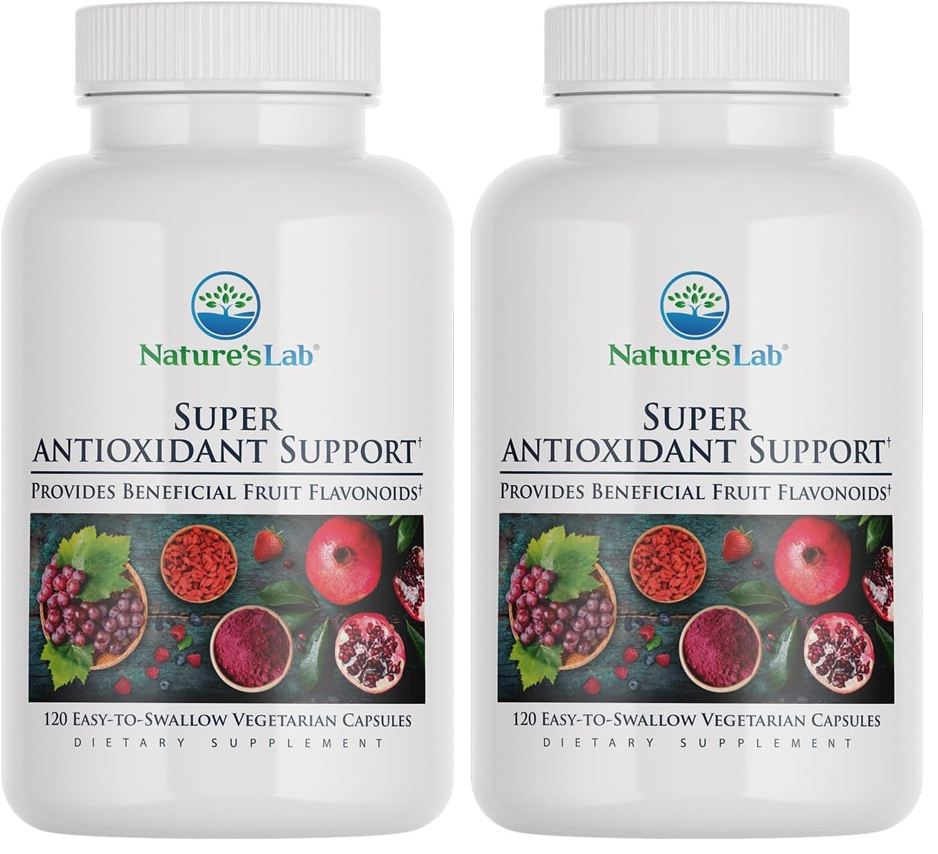 Nature's Lab Super Antioxidant Support - Resveratrol, Acai, Goji Berry, Noni Fruit, Pomegranate - 120 Capsules (60 Day Supply) (Pack of 2) 120 Count (Pack of 2)