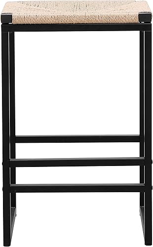 Miniatura 7 de Juego de 2 taburetes de bar, taburetes de bar modernos sin brazos con patas de metal para el hogar, pub, comedor, cocina, isla, bistró, club, Cuerda