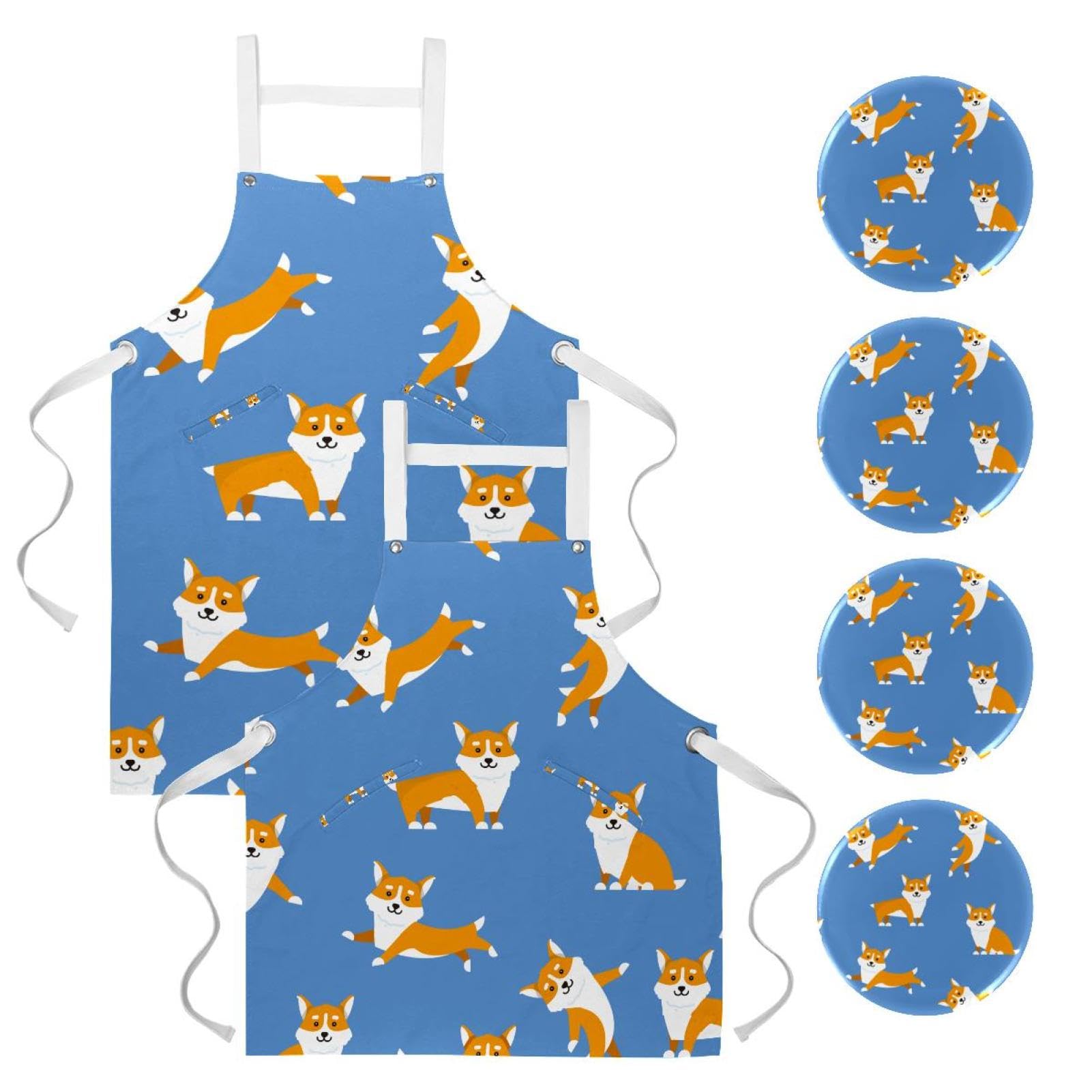 Tablier de cuisine motif corgi mignon One Large multicolore