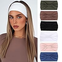 Vista 30 de XTREND 4 paquetes de diademas anchas de moda estilo bohemio elásticas anudadas antideslizantes negras para mujer para deportes al aire libre yoga