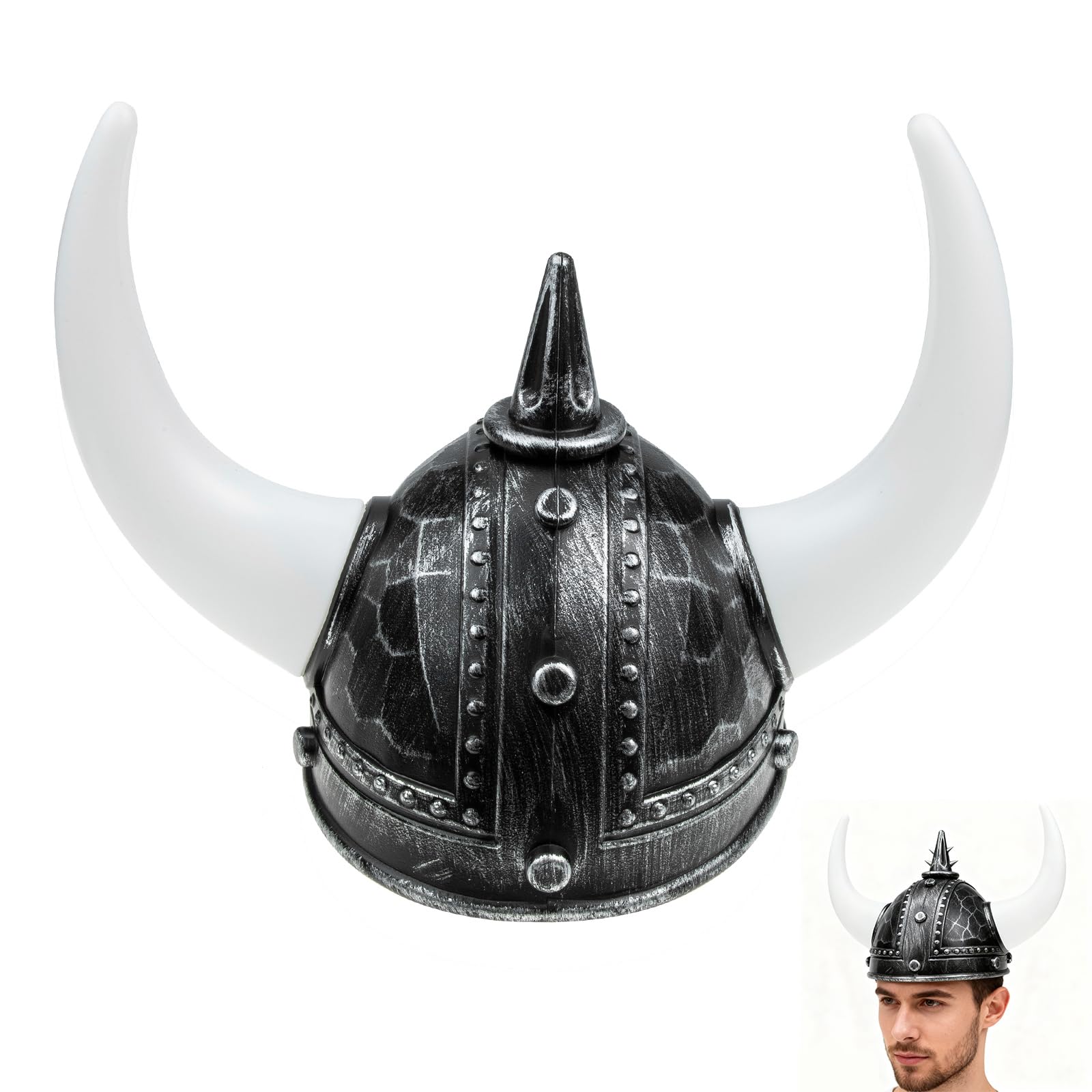 Casco Vikingo Medieval Con Cuernos Para Adultos – Disfraz De Guerrero Berserker, Ideal Para Halloween Y Cosplay, Color Bronce, Talla Mediana
