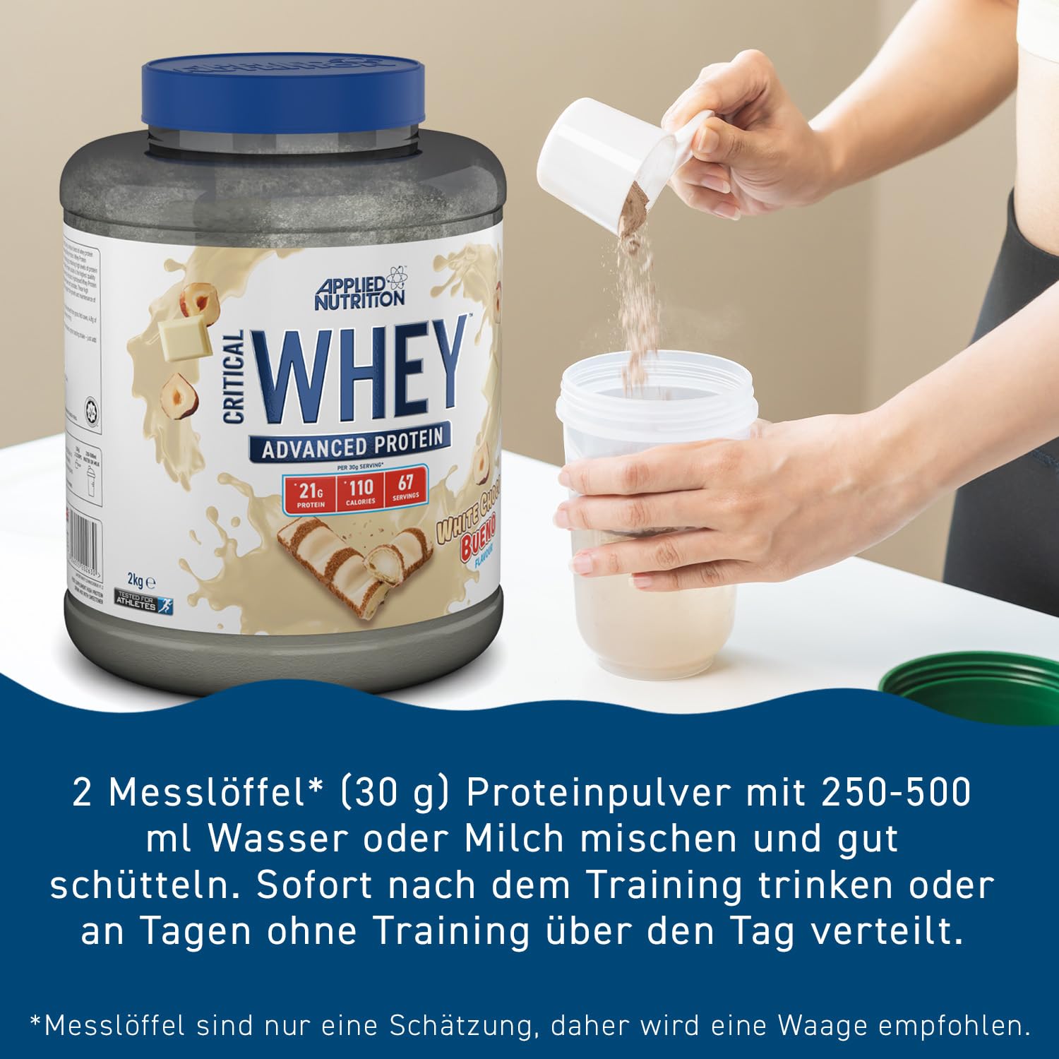 Applied Nutrition Critical Whey Protein Pulver 24g Pro Portion | Hohem Eiweißgehalt Ergänzungsmittel - Schoko-Haselnuss