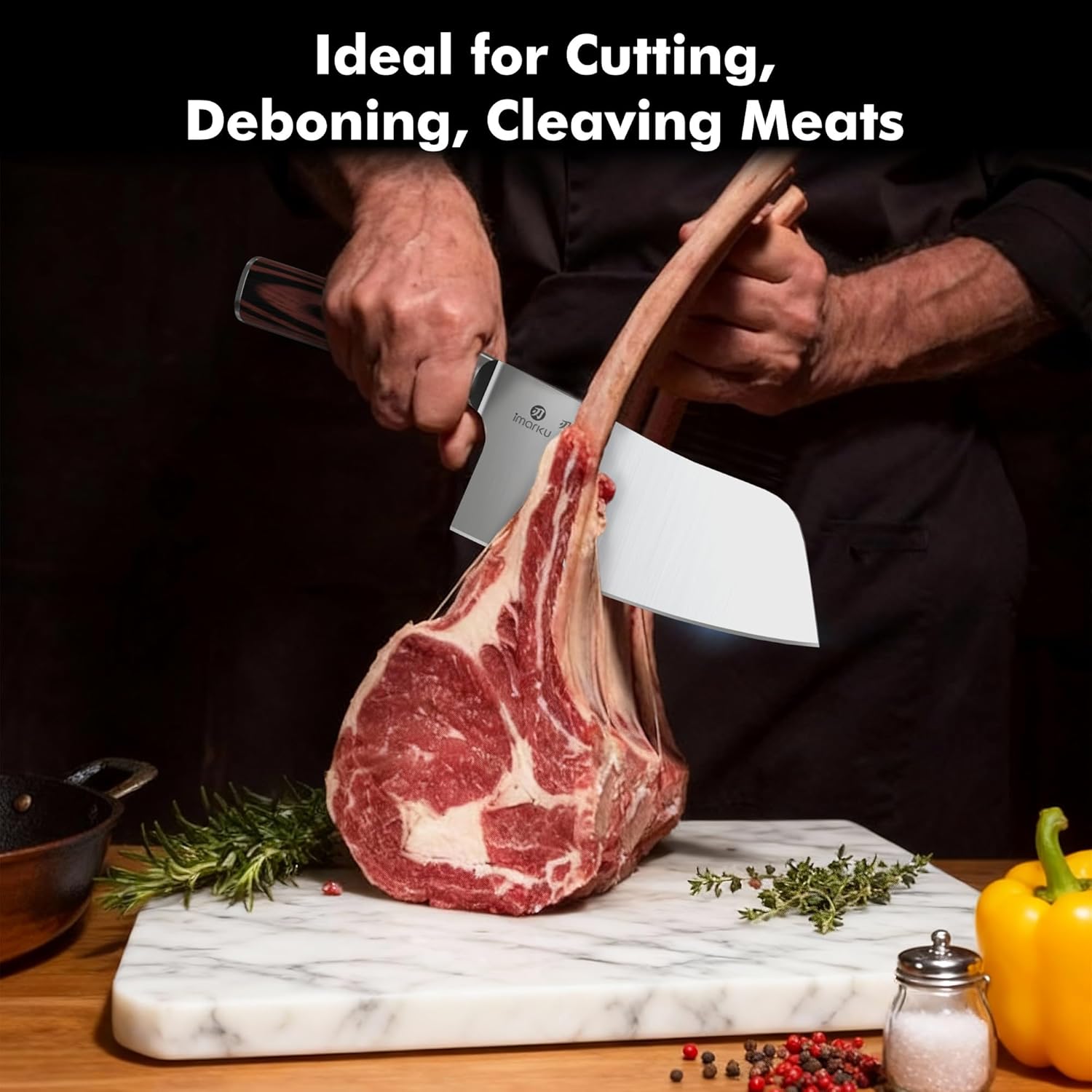 imarku 7 Inch Meat Cleaver Knife,Japanese SUS440A High Carbon Stainless Steel Butcher Knife with Ergonomic Handle,Ultra Sharp Vegetable Kitchen Knife for Home,Birthday Gifts for Men and Women