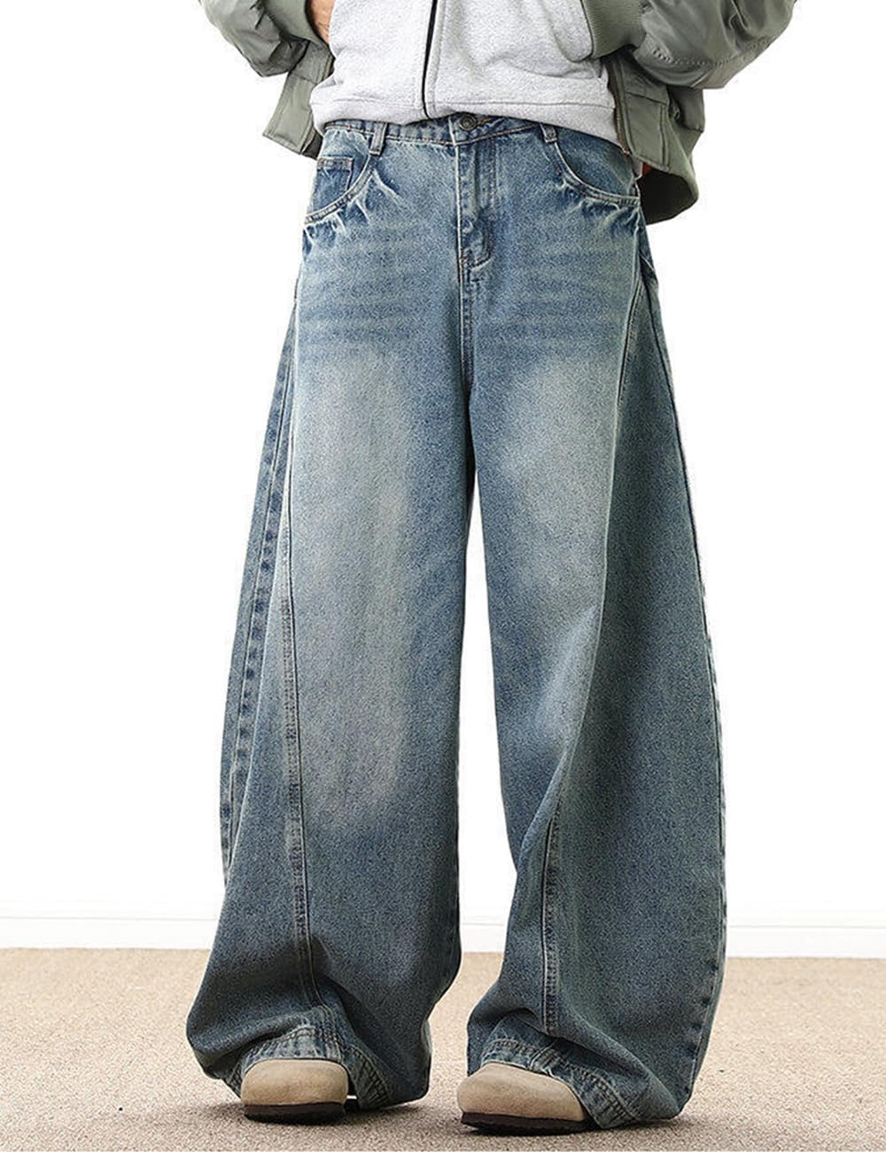 Nutriangee Men's Baggy Wide Leg Barrel Jeans Loose Fit Trendy Cutlass Streetwear Y2k Hip Hop Denim Pants - Image 4