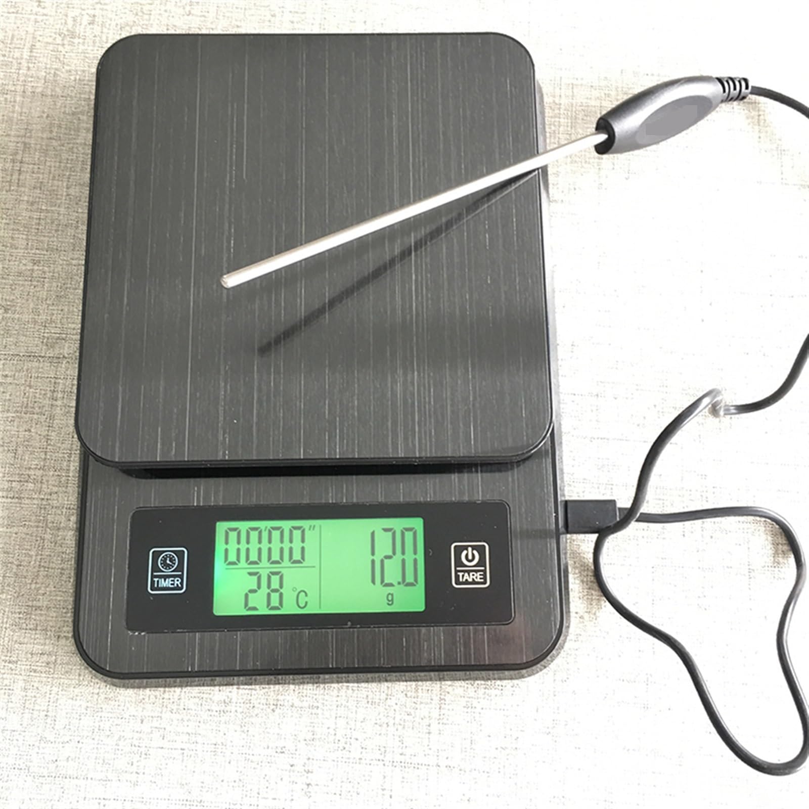 Báscula Digital LCD Electrónica De 3kg/0,1g, Balanza Cocina, Joyería Café Con Temporizador, Sonda Medición Temperatura For El Hogar Medición Precisa Esfuerzo