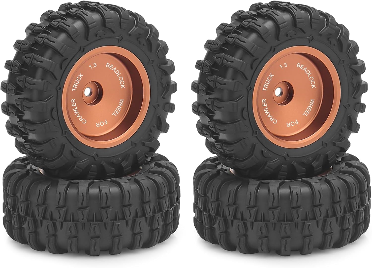 1.3 Beadlock Wheels and Tires, daitoku 1.3" RC Car Tires Aluminum Wheels Rims for TRX4M SCX24 1/18 1/24 RC Crawler