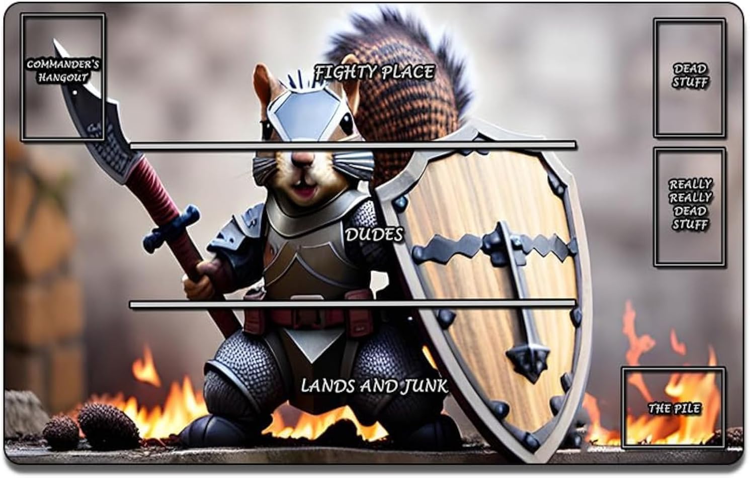 Squirrel AI Paintings TCG Game Mat with Zones, 24 x 14 inches MTG Playmat for Trading Card Game