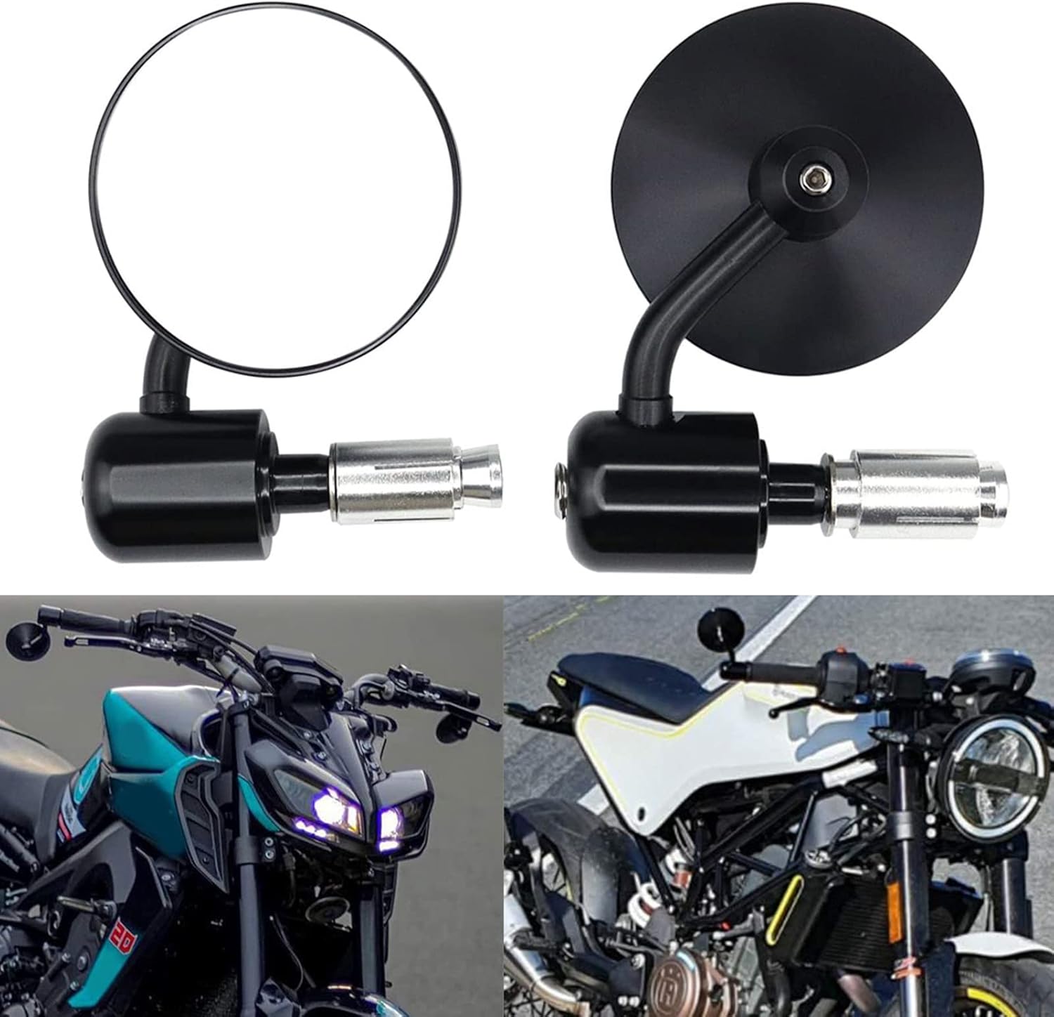 Universal Round Motorcycle CNC Aluminum Bar End Side Mirrors 7/8 inch for Sports Bike Cruiser Scooter (Classic Type)