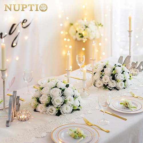 Miniatura 4 de NUPTIO Bolas de flores grandes para centros de mesa, 6 piezas de 13.8 pulgadas de diámetro, arreglo de bolas de flores artificiales, centros de mesa
