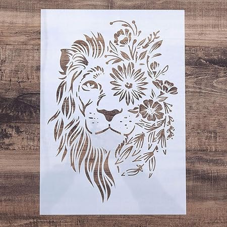 Amazon Com Diy Painting Drawing Stencils Template For Diy Painting On Furniture Wood Wall Art Projects Reusable Lion Size