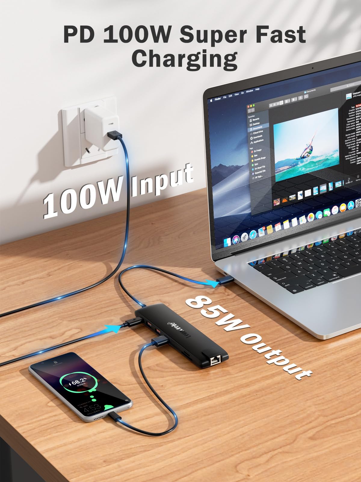 Lemorele Station d'accueil USB C 13-en-1 Dual HDMI 4K VGA Audio USB 3.1 PD 100W SD/TF pour MacBook Dell Windows