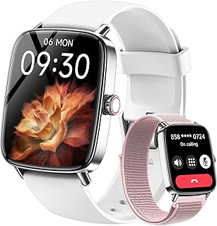 Gydom Smartwatch Damen mit Telefonfunktion 1.85" 2 Armbänder Fitnessuhr Fitness Tracker Herzfrequenz/SpO2/Schlaf/IP68 Wasserdicht Sportuhr Smart Watch Uhr für Samsung iPhone Android