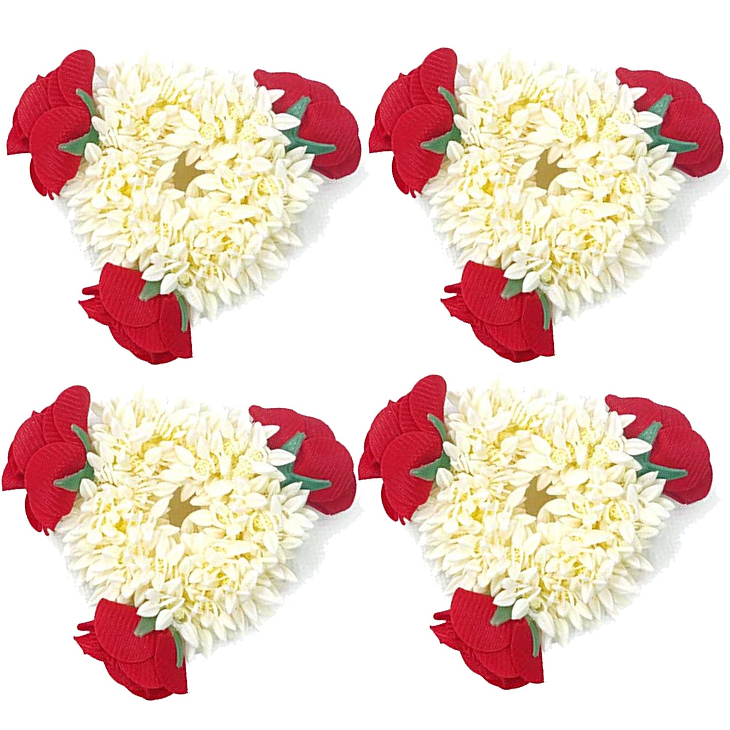 KIDZOO Jasmine Red Rose Gajra Rubber Band Scrunchies Artificial Juda Maker with Fragrance Rubber Band for Girls and Women For Marriage Party and Festival (Pack of 4) (B097DW8HFX) Amazon Price History, Amazon Price Tracker
