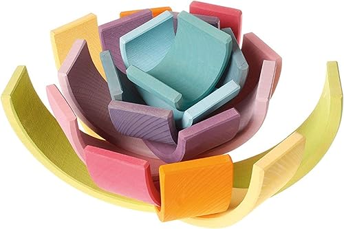 Miniatura 6 de Juguete apilador de túnel arcoíris extragrande de 12 piezas en colores pastel rompecabezas de madera para construcción creativa de escultura