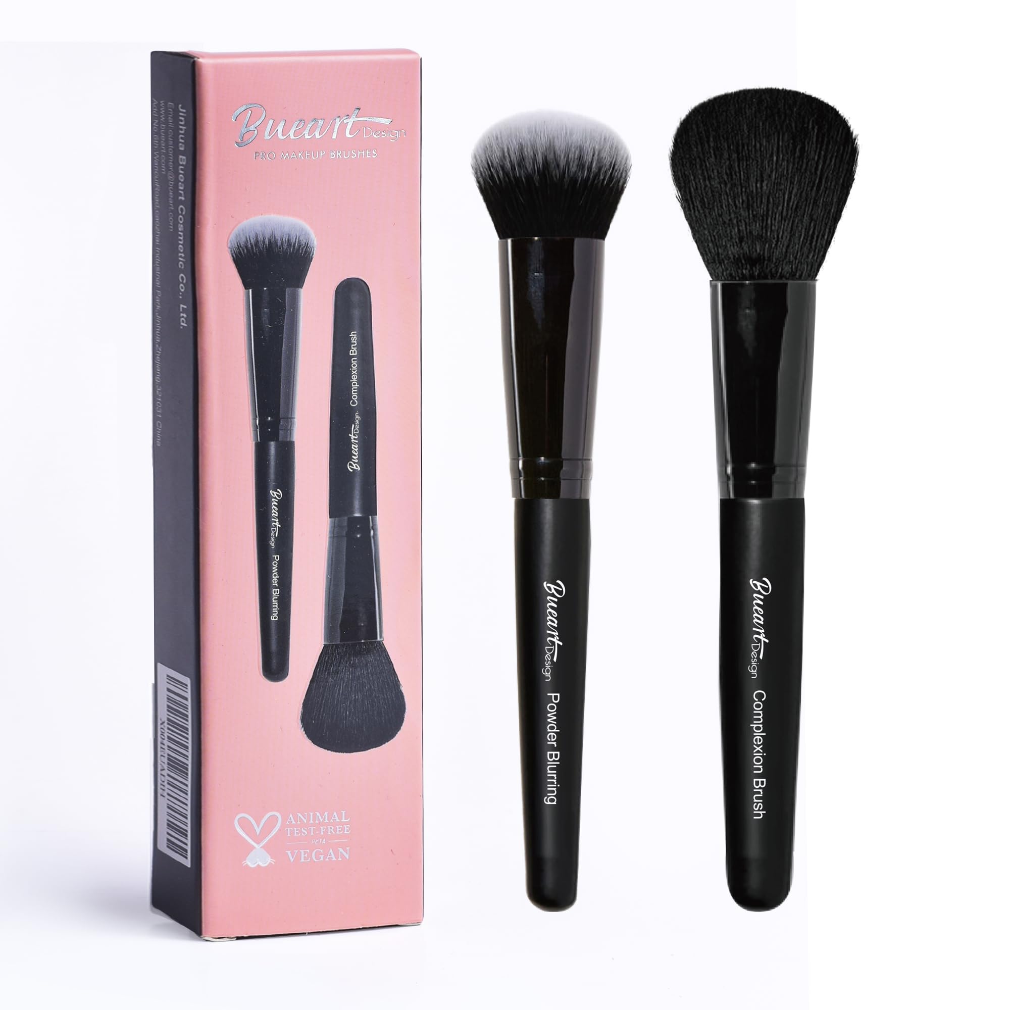 M7 Lot de 2 pinceaux de maquillage pour fard à joues et polissage Noir