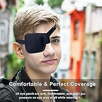 Vista 2 de 3D Eye Patch, Medical Eye Patches for Adults Kids, 3D Amblyopia Lazy Eye Patches for Right Eye Negro