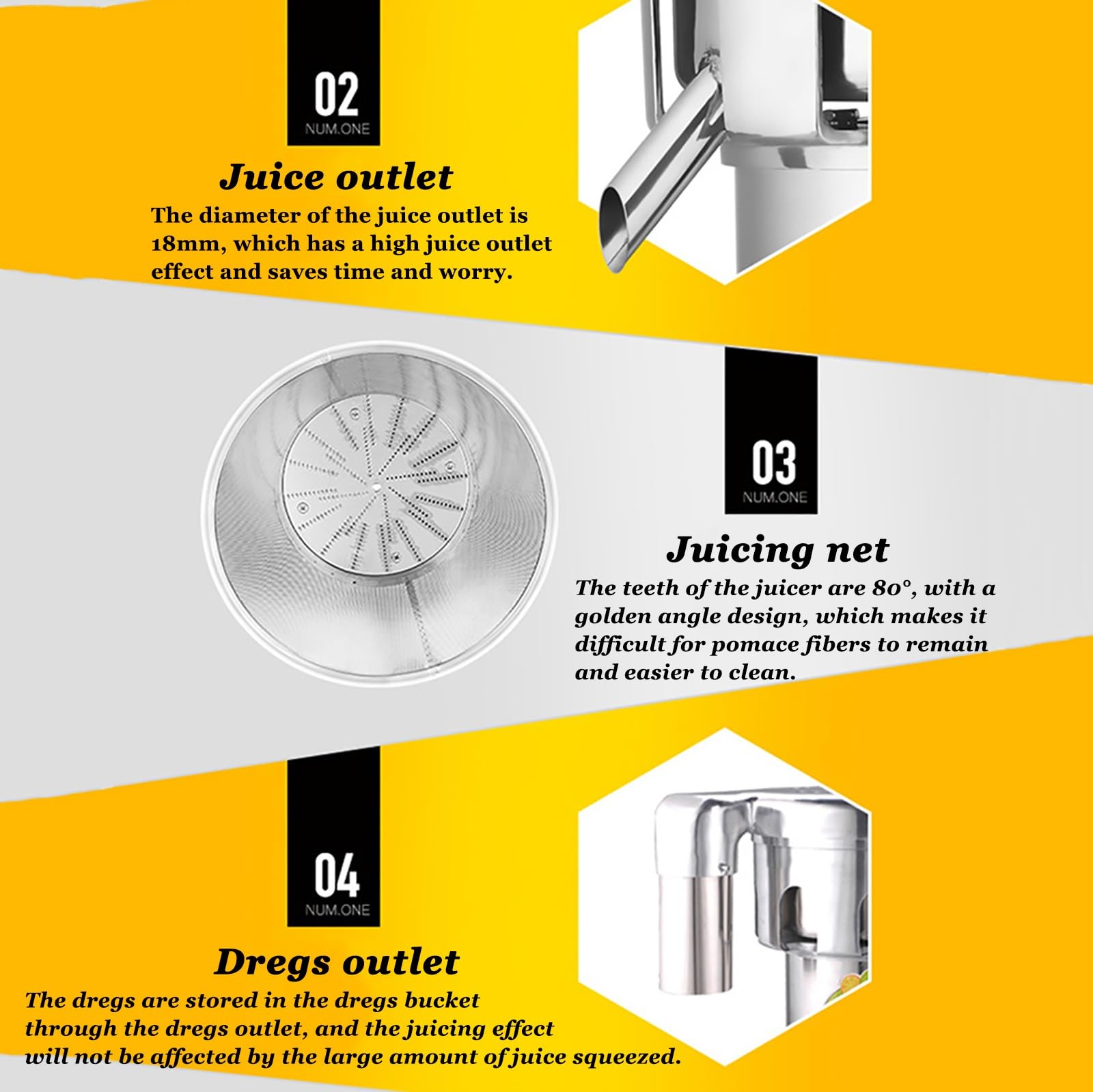 Extracteur de jus électrique professionnel 550 W 110 V en acier inoxydable, centrifugeuse silencieuse et robuste, for jus de fruits et légumes entiers