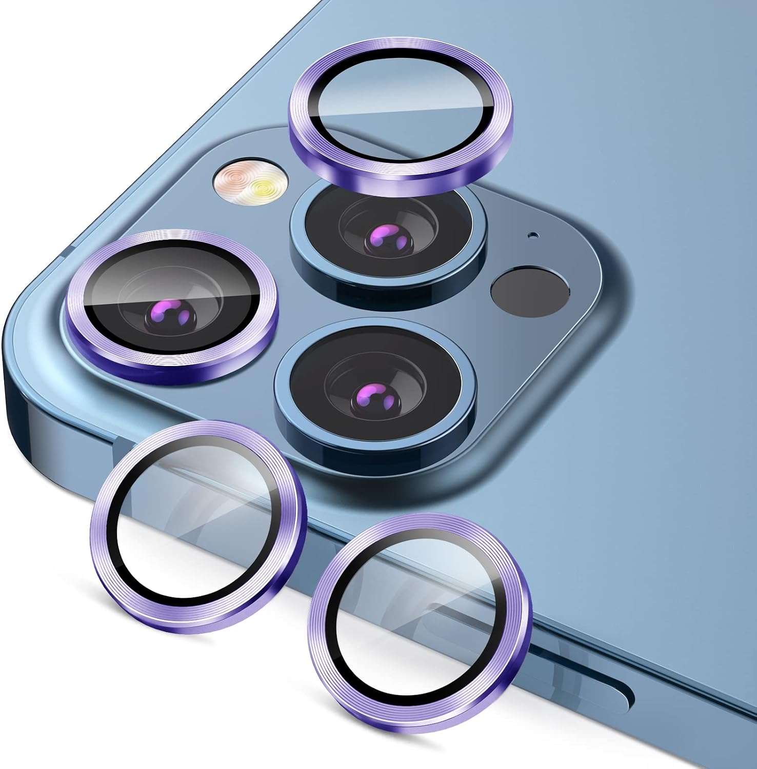 [4 Pack] for iPhone 14 Pro Max, iPhone 14 Pro Camera Lens Protector - HAPAW Anti Scrach 9H Tempered Glass Camera Cover Screen Protector, Shockproof Bling Metal Ring for iPhone 14 pro Lens Accessories
