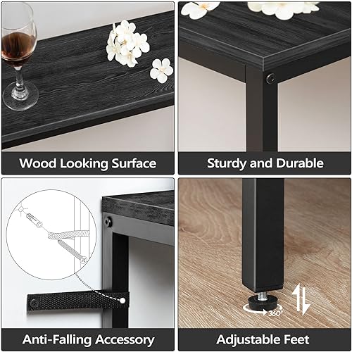 Miniatura 25 de Mesa consola con toma de corriente, mesa de sofá estrecha de 70.9 pulgadas, mesa de entrada industrial con puertos USB, mesa detrás del sofá para