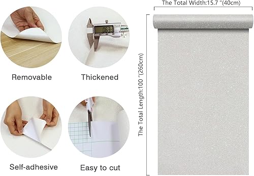 Miniatura 2 de Papel tapiz iridiscente con purpurina blanca destellante, autoadhesivo, extraíble, decorativo, rollo de tela blanca con purpurina para gabinetes,