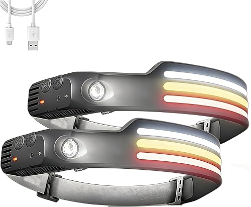 Fjallbris - Linterna frontal ultrabrillante de 1000 lúmenes, luz LED de 230 con 10 modos diferentes, lámpara de cabeza de haz ancho de 230 con