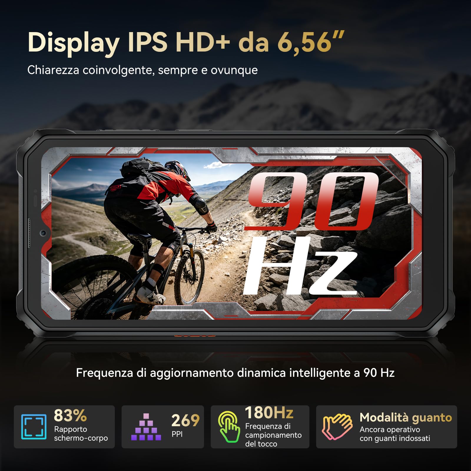 Blackview BV6200 Plus Rugged Smartphone 2026, Batteria 11000mAh Telefono Indistruttibile 24GB+128GB/2TB TF, 6.56" HD+, 98dB Altoparlante, Fotocamera AI 16MP+13MP, Fingerprint/NFC/GPS/3 Anni Garanzia