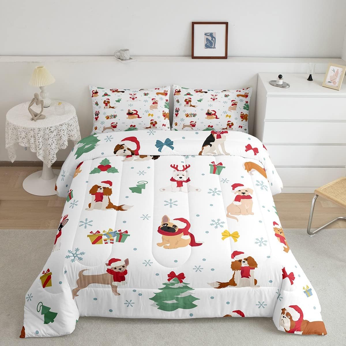 Christmas Comforter Set Merry Christmas Print Bedding Set