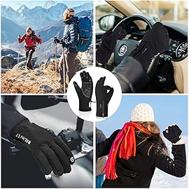 Balhvit -10 Waterproof Winter Gloves for Men & Women, 5-Layer Ski & Snow Gloves for Cold Weather, Breathable Warm Gloves with Touch Screen Fingers (L, Grey)