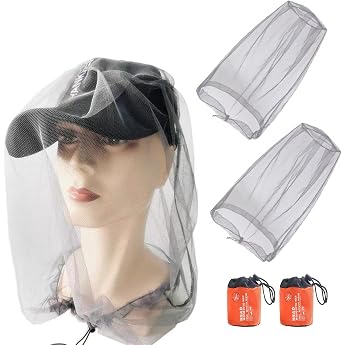 Pack of 2 Mosquito Head Net Mosquito Net Head with Carry Bag Insect Net for Head Mosquito Net Mosquito Net Hat for Fishing Bee Protection Mosquito Protection Jungle
