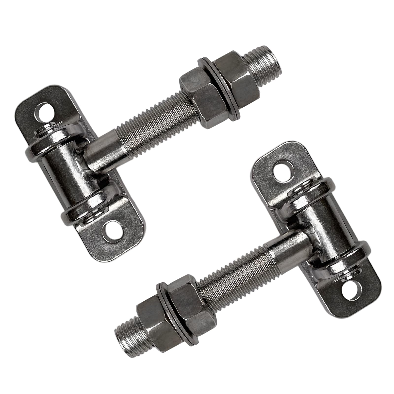 Juego de 2 bisagras de puerta ajustable, ajustable, rosca M16, bisagras de puerta de jardín con 4 tornillos metálicos, solución perfecta para puerta de jardín, puerta de patio y
