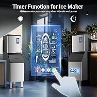 Vista 7 de Máquina comercial para hacer hielo de 780 libras/24 horas con contenedor de almacenamiento de 650 libras, 234 cubitos de hielo listos en 8-12