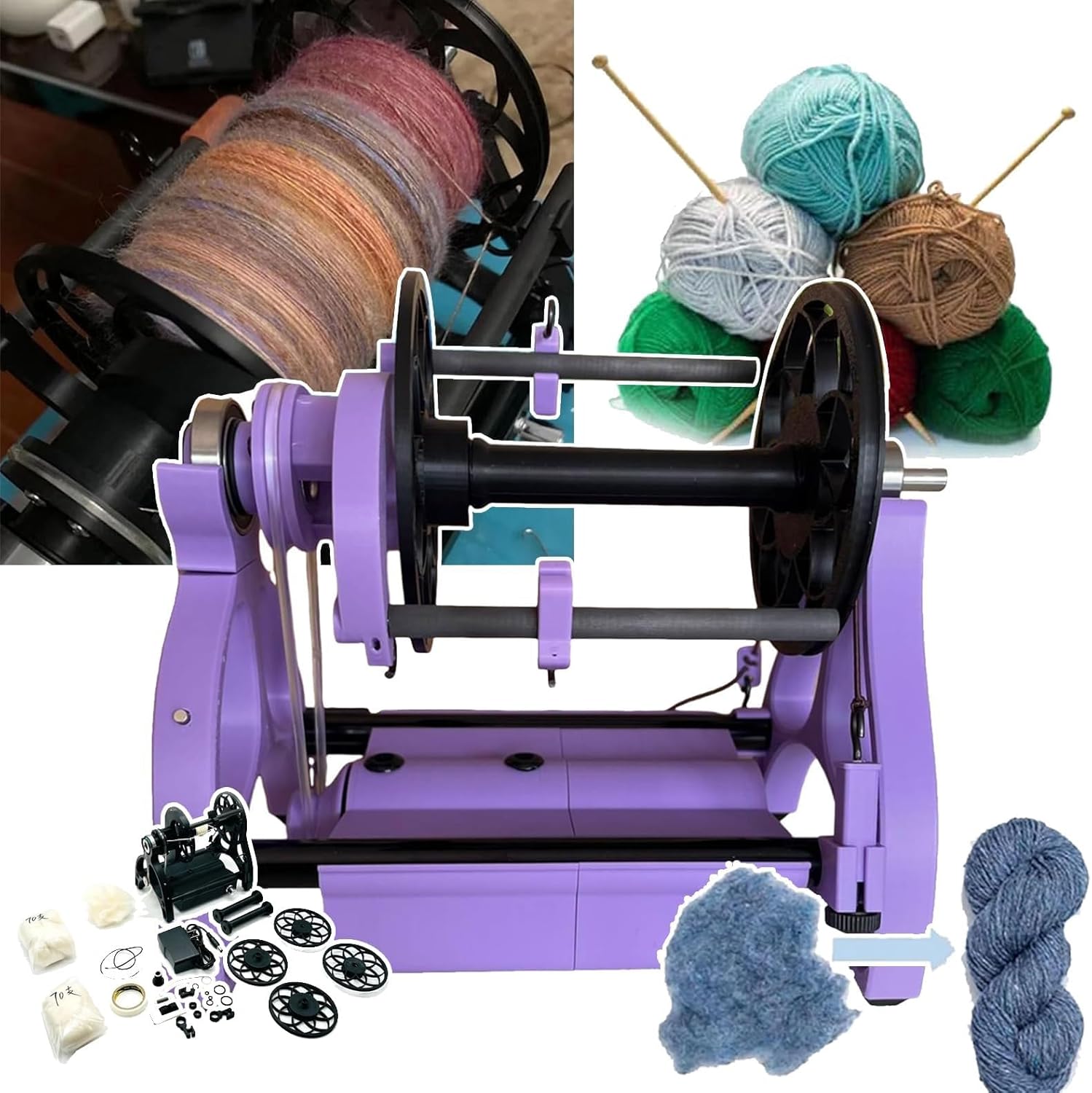 Automatic Yarn Winding Machine, Knitting Wool Yarn Winder, Speed Control (800 RPM),for Home Spinning and Weaving(A)