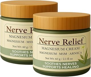 Nerve Relief Magnesium Cream for Muscles & Joints – Soothing Formula with MSM, Arnica & Vitamin B6 | Non-Greasy, Hydrating Body Balm for Daily Comfort (2PCS, 60ML)