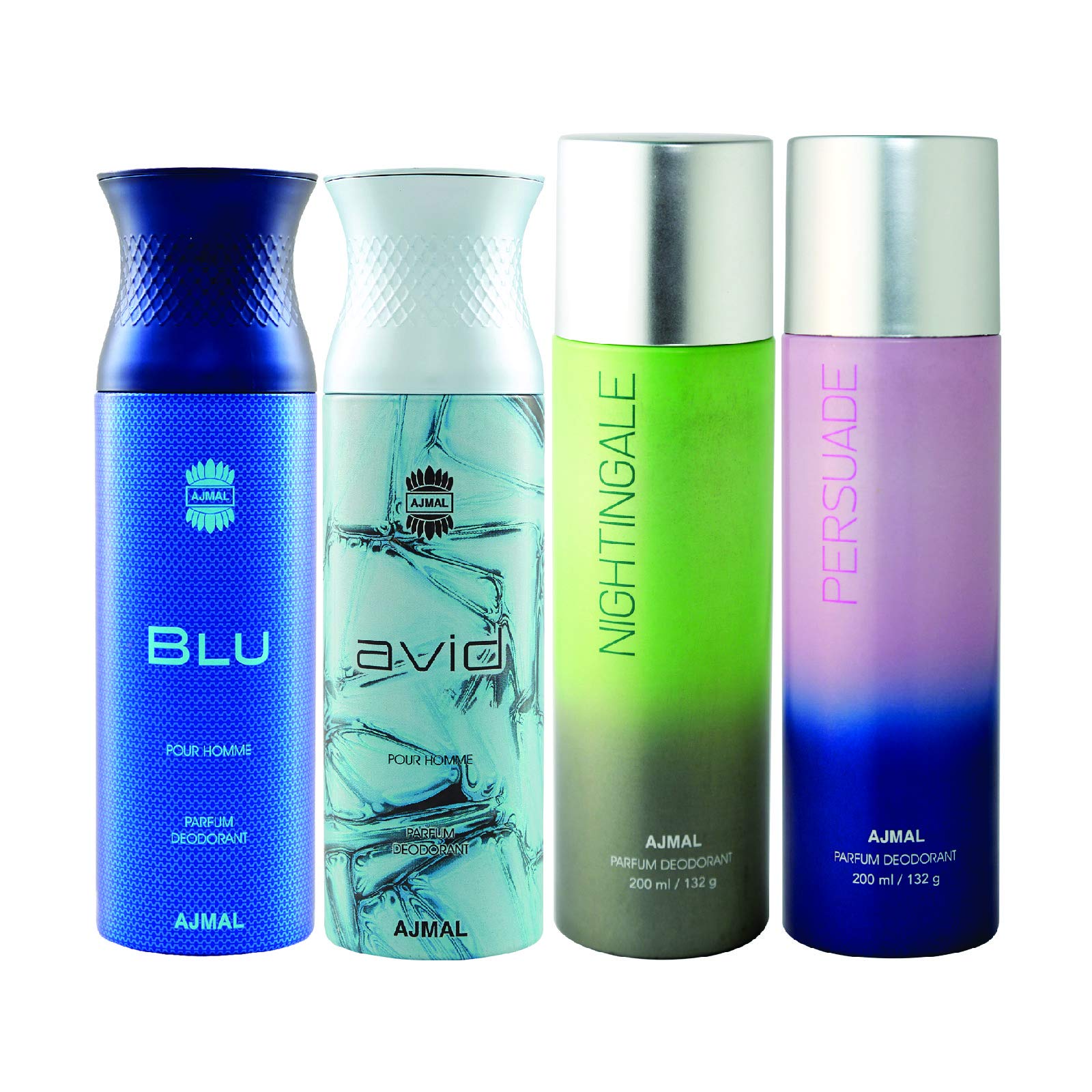 AJMAL 1 Blu Homme for Men, 1 Avid Homme for Men, 1 Nightingale and 1 Persuade for Men & Women Deodorants each 200ML Combo pack of 4 (Total 800ML)-image-21