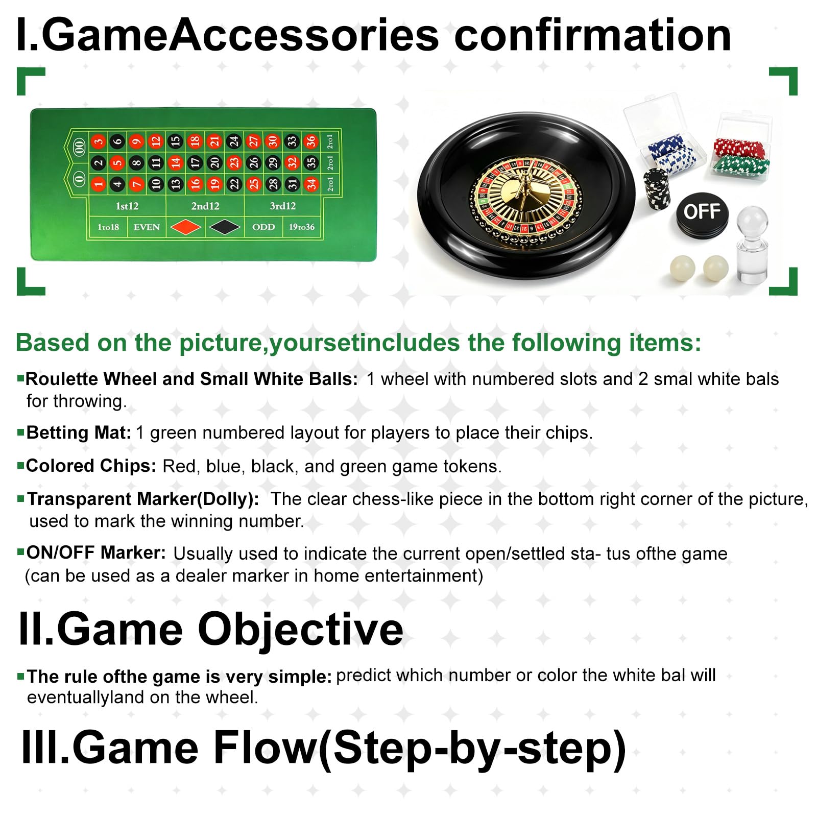 Casino Night Set Gioco Completo Include 16 '' Rotella Roulette Verde 88,9 cm X 40,6 cm Tappetino da tavolo in gomma, 100 Chip Dealer Pulsante Win Marker Casino Game Set Idee Regalo